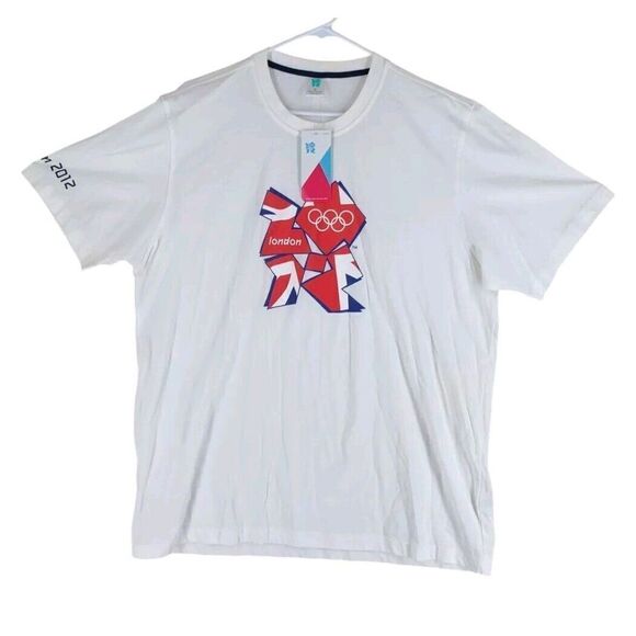 Vtg Adidas London 2012 Olympics T-shirt Men XL Red Multi Graphic SS Crewneck NWT - Picture 1 of 14